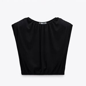 Zara Black Shoulder Pad Crop Top